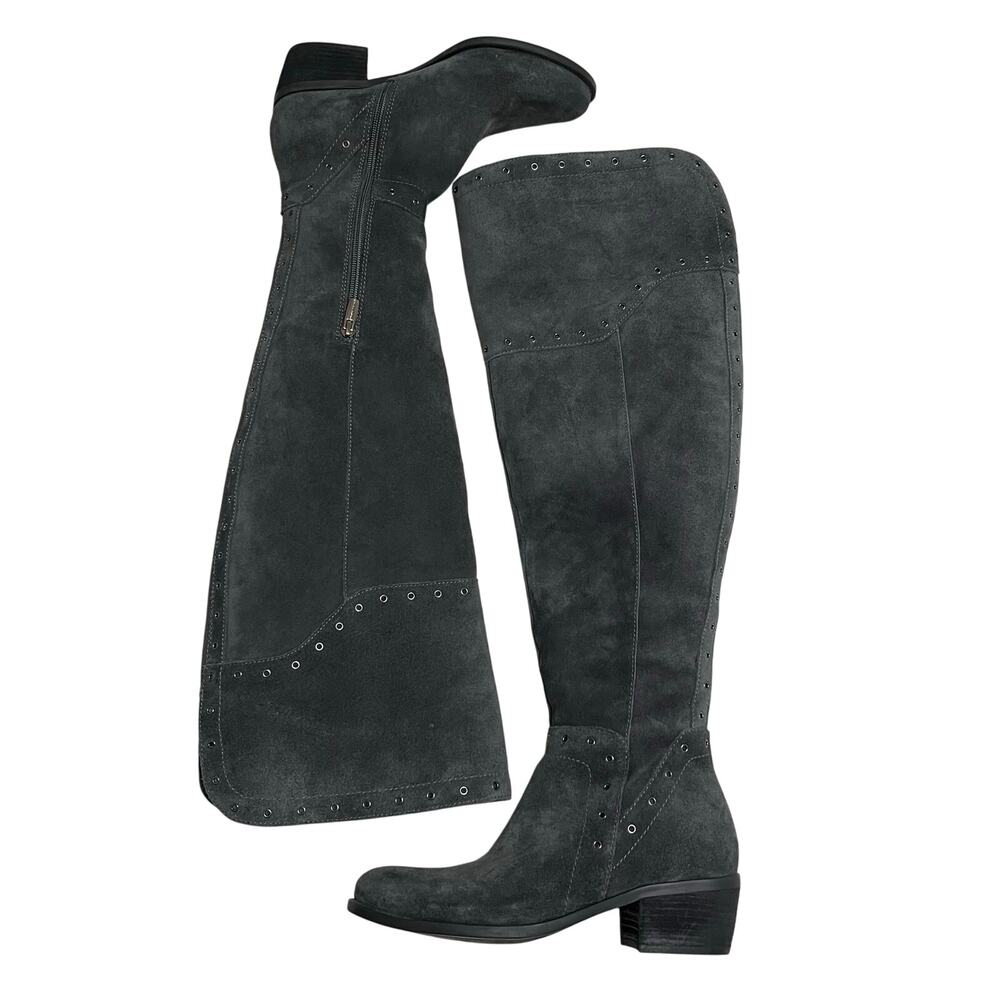 Vince Camuto NEW Suede Leather Over The Knee Boots Sz 8 Wide Shaft‎ Gray - Picture 2 of 8